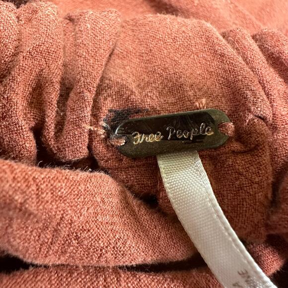 Free People NWT Sienna Smocked Jumpsuit Sumac Size XL Elastic Waist Rope Belt - Picture 5 of 10